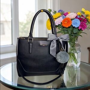 3 FER EUC Karl Lagerfield Black Satchel with Bag Accessories and Strap